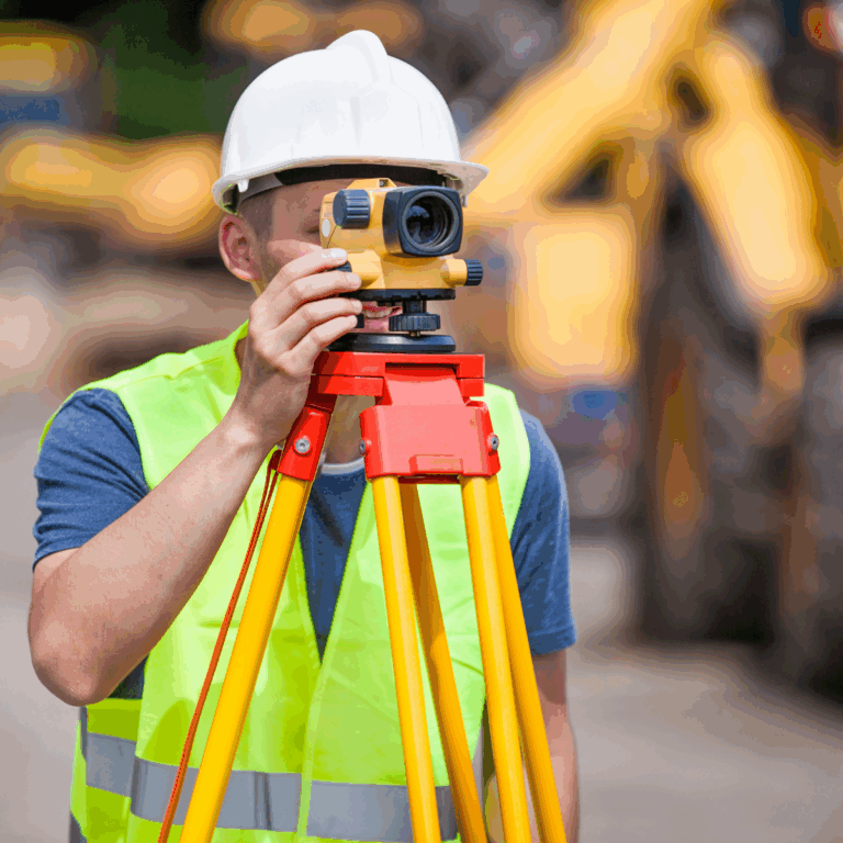 man with surveyor equipment